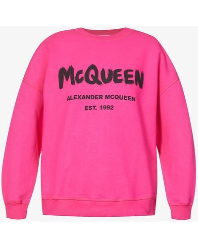 Alexander McQueen Graffiti Brand-print Cotton-jersey Sweatshirt - Pink
