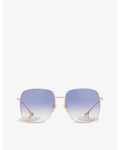 Gucci gg1031s Square-frame Metal Sunglasses - Yellow