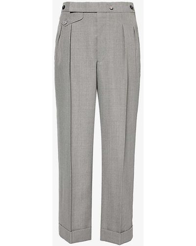 Victoria Beckham Wide-leg Mid-rise Cropped Virgin-wool Trousers - Grey