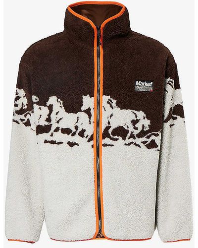 Market Sequoia Graphic-print Relaxed-fit Fleece Jacket - Multicolour