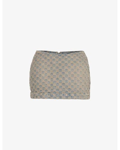 MISBHV Trinity Monogram-pattern Denim Mini Skirt - Gray