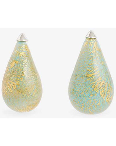 Bottega Veneta Drop Graphic-print Sterling-silver And Murano Glass Earrings - Multicolour