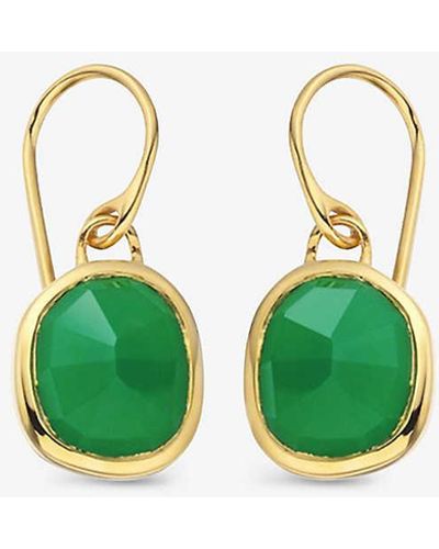 Monica Vinader Siren 18ct -plated Wire Earrings With Green Onyx