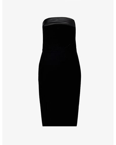 Saint Laurent Slim-fit Straight-neck Velvet Mini Dress - Black