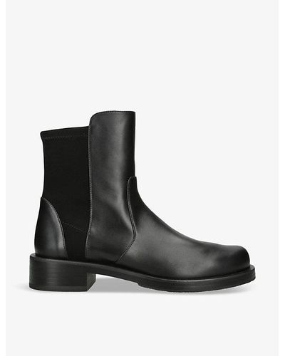 Stuart Weitzman 5050 Bold Leather Ankle Boots - Black