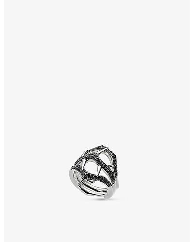 Shaun Leane Blacktorn Double Branch Sterling- And Black Spinel Ring - White