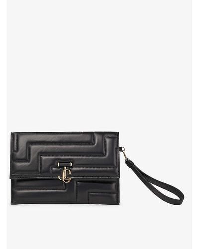 Jimmy Choo Avenue Envelope Quilted Nappa Leather Clutch Bag - Black
