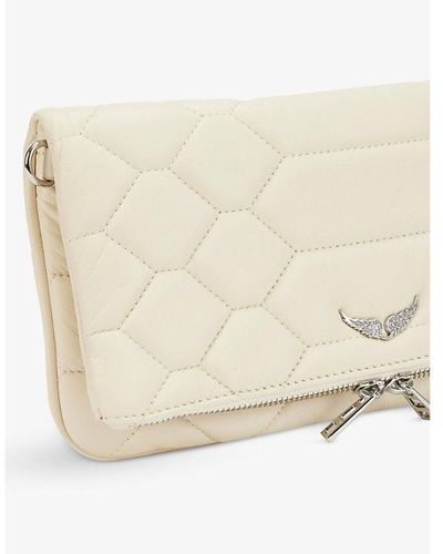 Zadig & Voltaire Rock Xl Quilted Clutch Bag in White