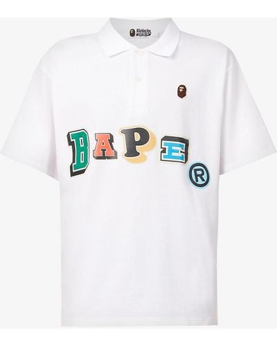 A Bathing Ape Logo-embroidered Cotton-piqué Polo Shirt - White