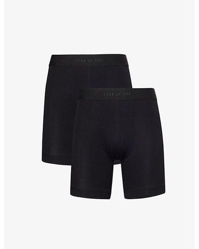 Fear Of God Elasticated-waistband Pack Of Two Stretch-cotton Boxer Briefs X - Blue