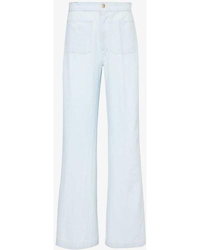 Polo Ralph Lauren Pressed-crease Wide-leg Mid-rise Cotton Trousers - Blue