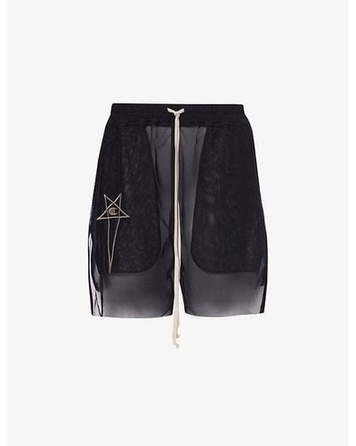 Rick Owens X Champion Brand-embroidered Stretch-woven Shorts X - Blue