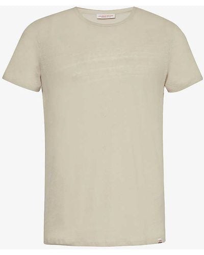 Orlebar Brown Brand-tab Round-neck Linen T-shirt - White