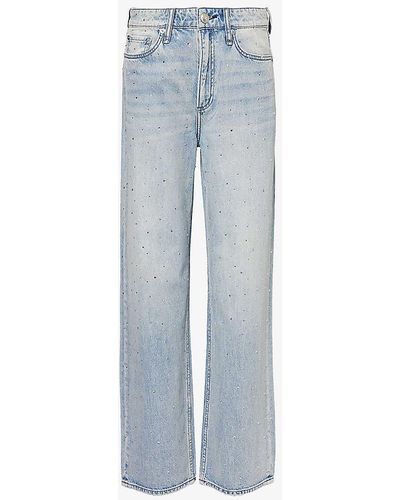 Rag & Bone Logan Faded-wash Wide-leg Mid-rise Denim Jeans - Blue