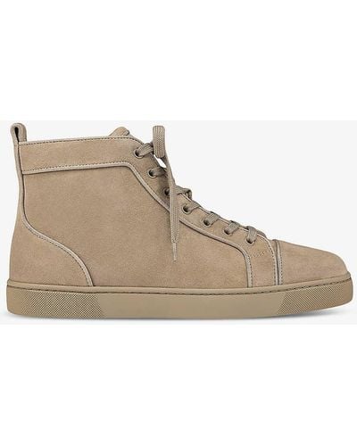 Christian Louboutin Louis Orlato Flat Leather High-top Trainers - Natural