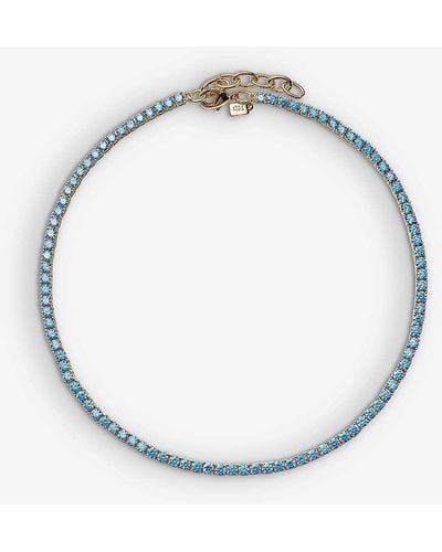 Crystal Haze Jewelry Serena Rainbow 18ct Yellow Gold-plated Brass And Zirconia Necklace - Blue