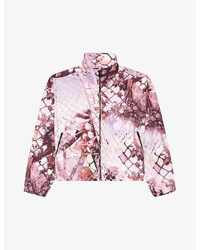 DIESEL G-windor Graphic-print High-neck Woven Jacket - Pink