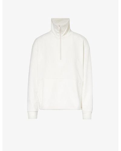 Beyond Yoga Trek Zip-embellished Cotton-blend Sweatshirt - White