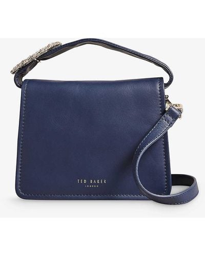 Ted Baker Emie Jewel-embellished Leather Crossbody Bag - Blue