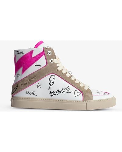 Zadig & Voltaire Zv1747 High Flash Crush Leather High-top Sneakers - Multicolor