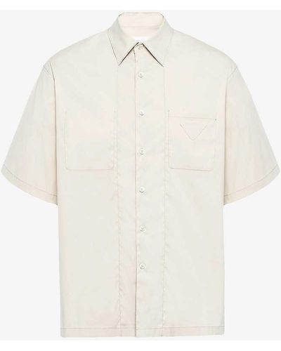 Prada Logo-embellished Oversized-fit Stretch-cotton Shirt - White
