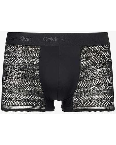 Calvin Klein Open-weave Low-rise Stretch-woven Trunk - Black