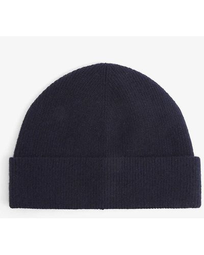Sandro Ribbed Cashmere Beanie Hat - Blue