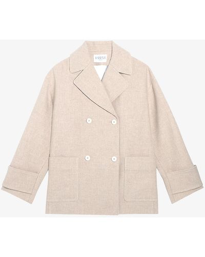 Claudie Pierlot Gingembre Double-breasted Knitted-blend Pea Coat - Natural