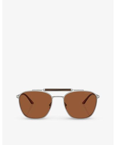 Giorgio Armani Ar6149 Square-frame Metal Sunglasses - Brown