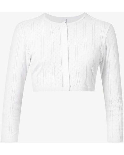 Cou Cou Intimates The Crop Pointelle-pattern Organic-cotton Cardigan - White