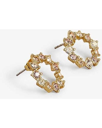 Ted Baker Crystal-embellished Brass And Stainless-steel Stud Earrings - White
