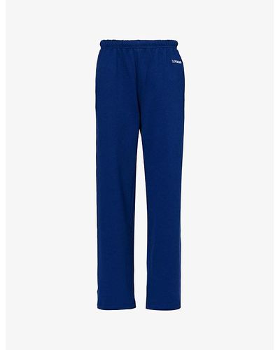Lounge Underwear Varsity Elasticated-waist Cotton-jersey jogging Bottoms - Blue