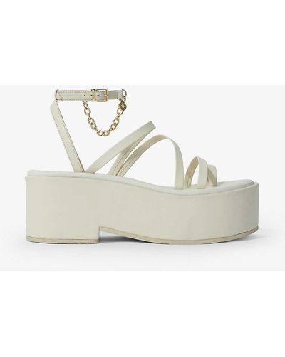 Maje Chain-embellished Leather Wedge Sandals - White