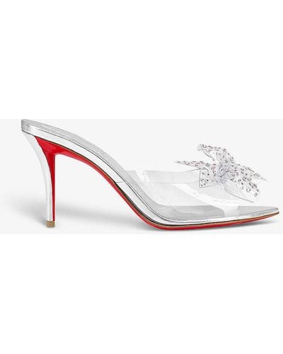 Christian Louboutin Aqua Strass 80 Crystal-embellished Leather And Pvc Heeled Courts - White