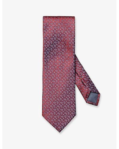 Eton Micro Paisley Graphic-pattern Silk Tie - Purple