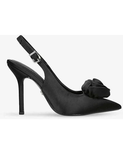 Carvela Kurt Geiger Corsage Sling-back Satin Court Shoes - Black