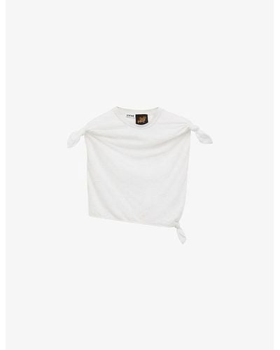 Loewe Knotted Cropped Cotton-blend Top - White