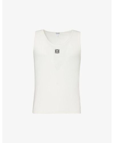 Loewe Anagram Brand-embroidered Stretch-cotton Top X - White