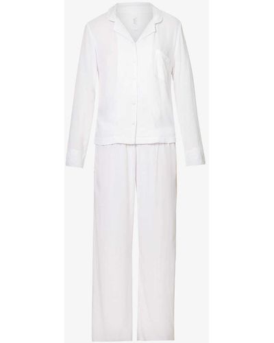 Bluebella Tarcon Relaxed-fit Woven Pyjama Set - White