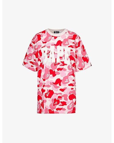 A Bathing Ape Camouflage-pattern Relaxed-fit Cotton-jersey T-shirt - Red