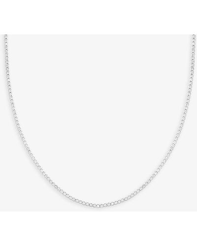 Astrid & Miyu Gleam Rhodium-plated Brass And Zirconia Chain Necklace - White