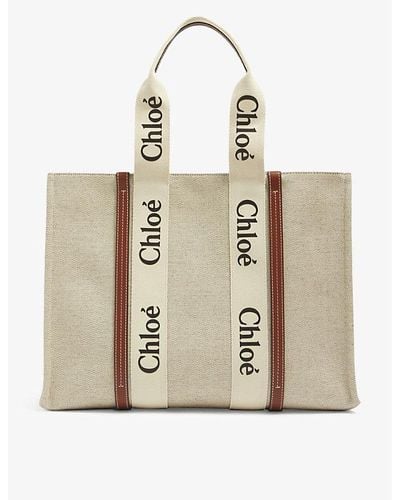 Chloé Woody Large Canvas And Leather Tote Bag - Multicolor