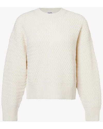 Filippa K Zig-zag-weave Knitted Wool Jumper - White