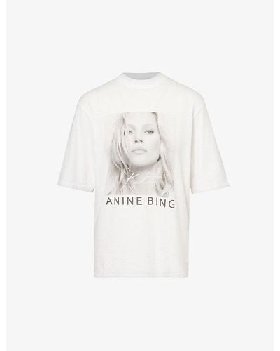 Anine Bing Kate Moss Graphic-print Cotton-jersey T-shirt - White