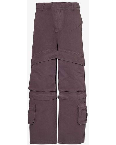 Entire studios Hard Wide-leg Relaxed-fit Cotton-canvas Cargo Trousers X - Purple