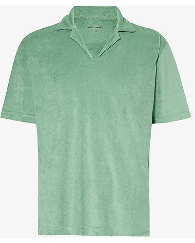 Paul Smith Towel Stripe Open-collar Regular-fit Cotton-blend Shirt Xx - Green