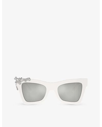 Dolce & Gabbana Dg4434 Cat-eye Frame Acetate Sunglasses - White