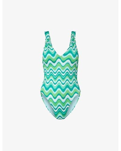 Seafolly Wave V-neck Swimsuit - Green