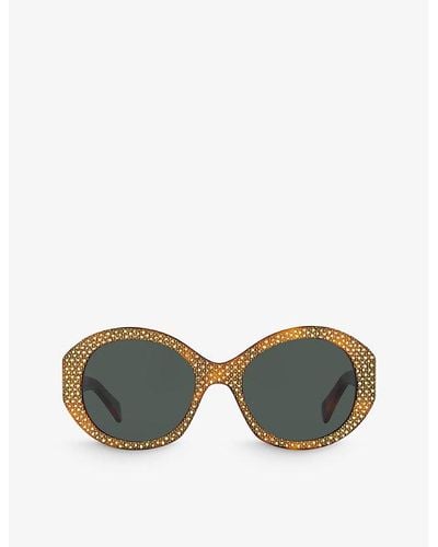 Celine Cl000415 Round-frame Acetate Sunglasses - Brown