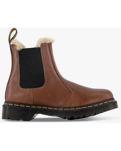 Dr. Martens 2976 Leonore Faux Fur-lined Leather Boots - Brown
